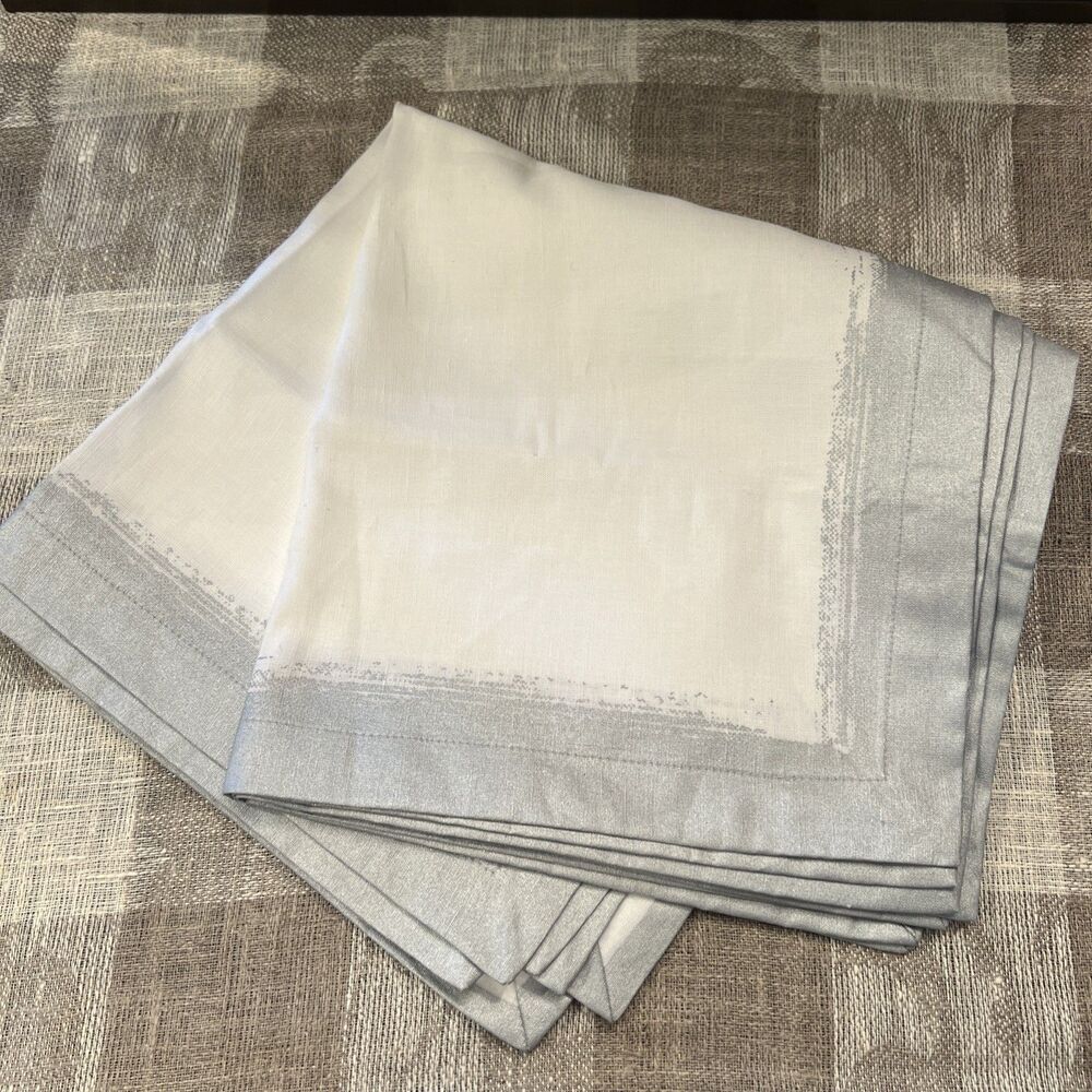 Villeroy & Boch Linen Metallic Brushstroke Napkins 21”x 21” Set Of 4 New